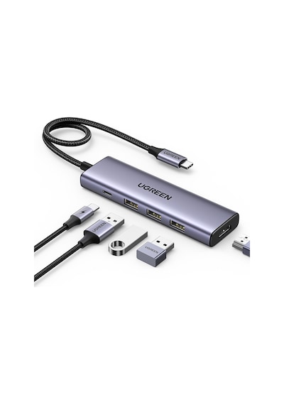 Ugreen Usb-c 4k/60hz Hdmı 3 Usb 3.0 100w Pd Güç Girişi Çoklayıcı Hub Adaptör, 15597