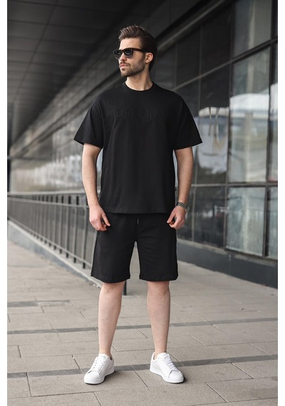 Siyah Erkek Şort T-shirt Takım E7347
