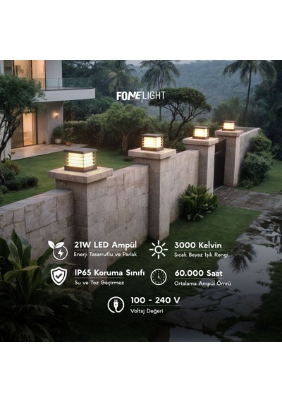 FoneLight Postila 18 cm LED Set Üstü Bahçe Aydınlatma Armatürü Antrasit Alüminyum IP65 Bahçe Duvar Aydınlatması