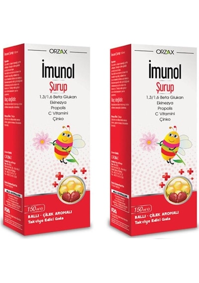 Orzax İmunol Ballı Çilekli Şurup 150 ML 2 Adet
