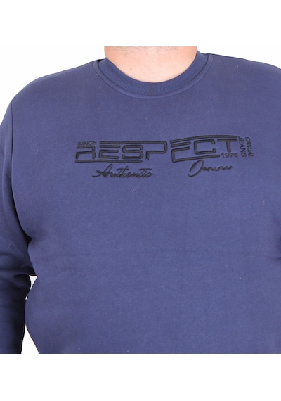 Moc Grande Mocgrande Erkek Büyük Beden Sıfır Yaka 3ip Sweat Respect 24205 Indıgo Indigo