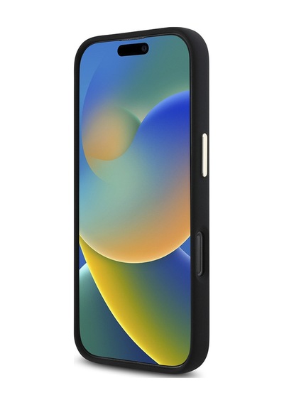 Apple iPhone 16 Pro Max Kılıf Guess Lisanslı Yazı Ve Taşlı 4g Logo Metal Kamera Çerçeveli Silikon Siyah