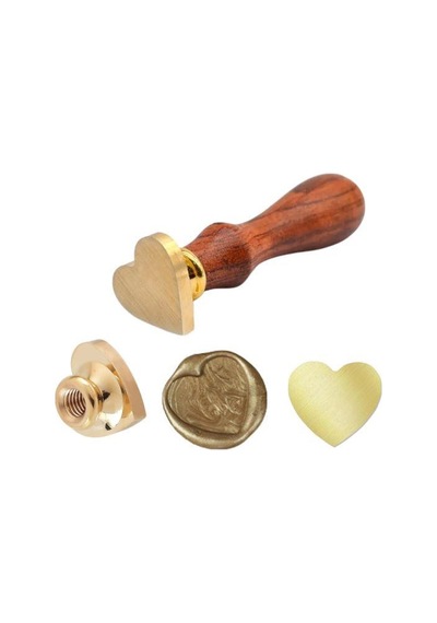 Boş Mum Mühür Pirinç Damga Başlığı Kalp Şekilli 25x22mm