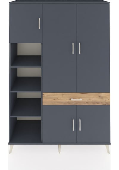 Hyperion Dolap 8 Raflı Tek Çekmeceli 5 Kapaklı 132x44x195 Antrasit-antrasit/çam Antrasıt/atlas Çam - Antrasıt