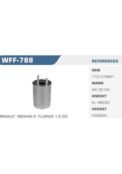 WINKEL WFF-788 Mazot Filtresi Megane III 09- Grand Scenic III 09- Fluence 10- 1.5 DCI