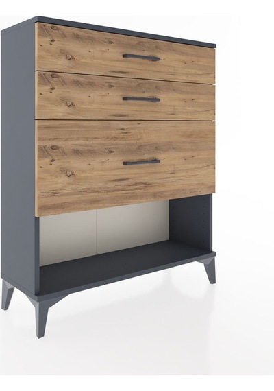 Arges Şifonyer 3 Çekmeceli 88x30x106 Antrasit-çam Antrasit