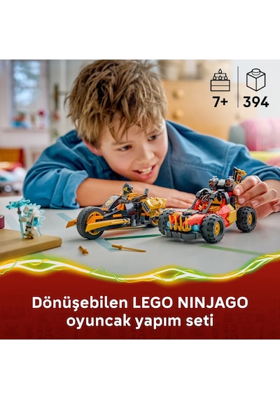 LEGO® NINJAGO® Kai ve Cole’un Birleşen Araçları 71864 - 7 Yaş ve Üzeri için 3 Minifigür İçeren Oyuncak Yapım Seti (394 Parça)