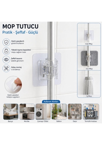 River World Mop Ve Kablo İçin Tutucu Yapışkanlı Kıskaçlı