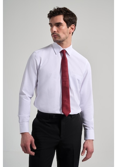 İmza Uzun Kol Desenli Armürlü Sert Yaka Cepli Pamuklu Classic Comfort Fit Gömlek 1004250171 Beyaz İmza Uzun Kol Desenli Armürlü Sert Yaka Cepli Pamuklu Classic Comfort Fit Gömlek 1004250171 Beyaz
