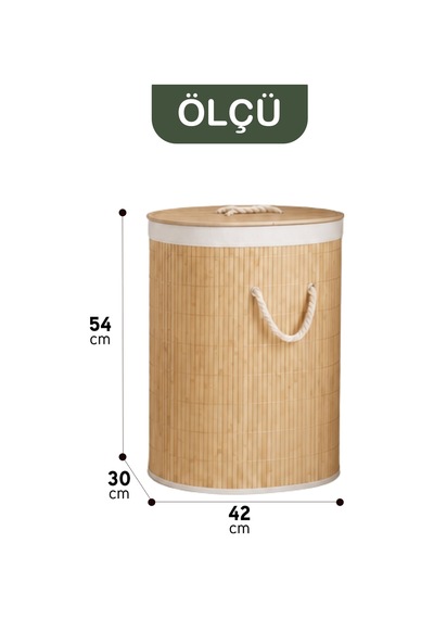 Bambu Oval Kirli Çamaşır Sepeti Katlanabilir Bambu Kirli Çamaşır Oyuncak Çok Amaçlı Sepet Açık Kahverengi