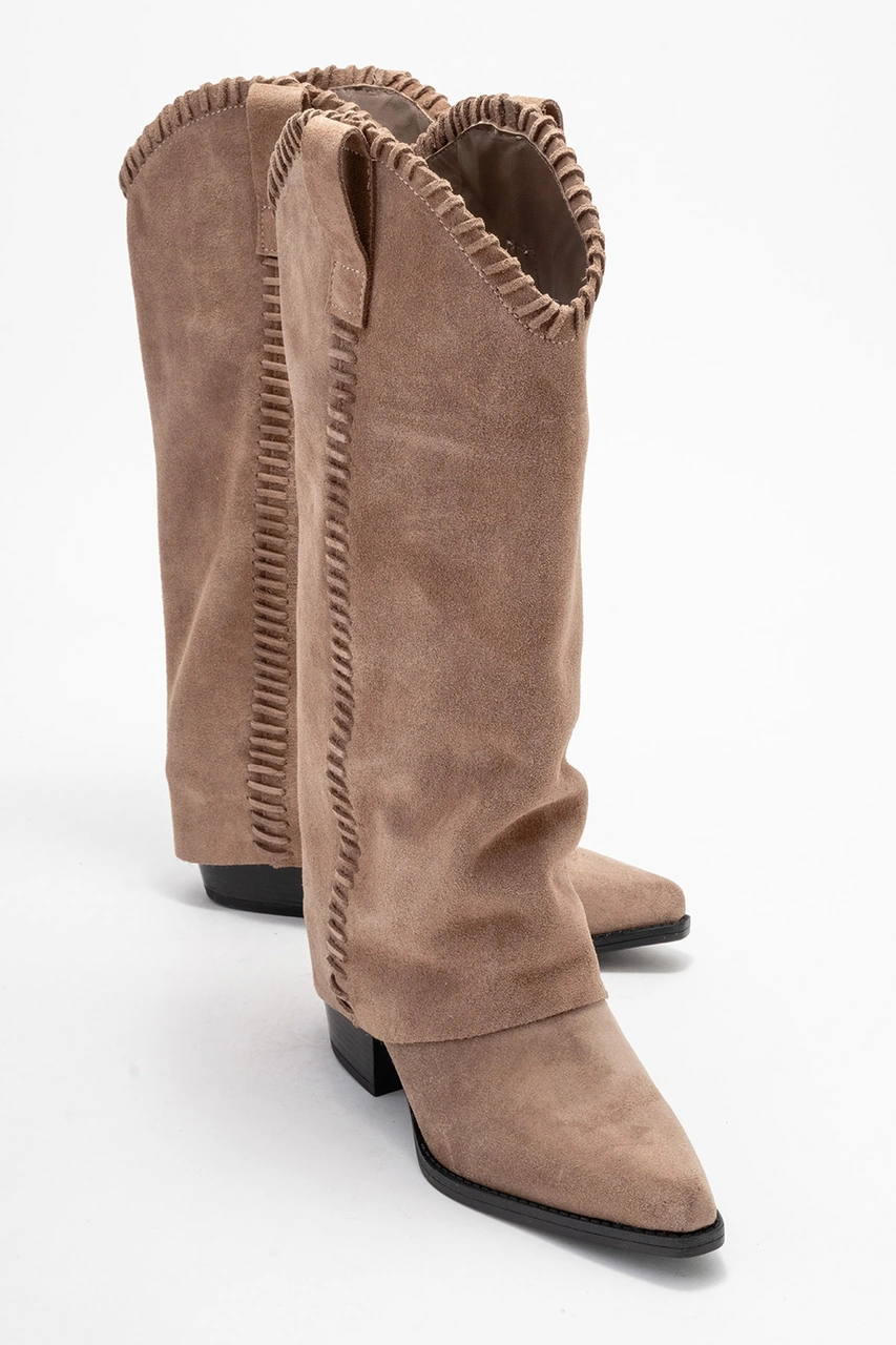 Luvishoes Luvi Shoes Tyler Toprak Süet Hakiki Deri Dikişli Kadın Western Çizme Toprak