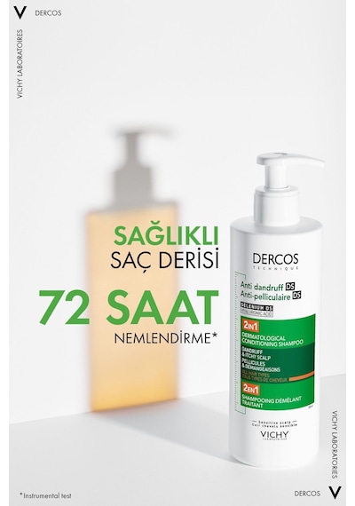 Vichy Dercos 2'si 1 Arada Kepek Karşıtı ve Nemlendirici Şampuan 390 ML