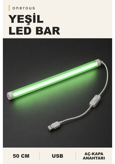 Onerous 50 Cm Yeşil Led Bar, Anahtarlı, Usb, Yapışkanlı