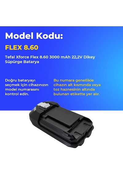 Tefal Xforce Flex 8.60 3000 Mah 22,2v Dikey Süpürge Batarya