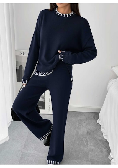 Sayzen Your Shine Yirtmaçli Kazak Pantolon Alt-üst Takim Sy-2510 Lacivert