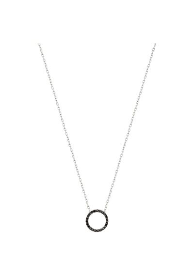 Siyah Taşlı Gümüş Halka Kolye Rose Gold