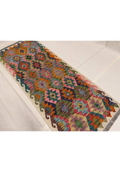 El Dokuma Afgan Kilim Çok Renkli