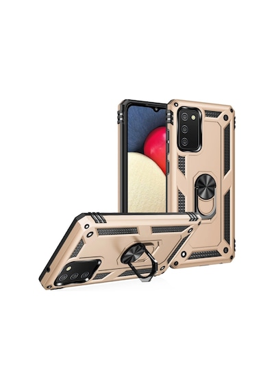 Samsung Uyumlu Galaxy A02s Kılıf Sofya Yüzüklü Silikon Kapak Altın
