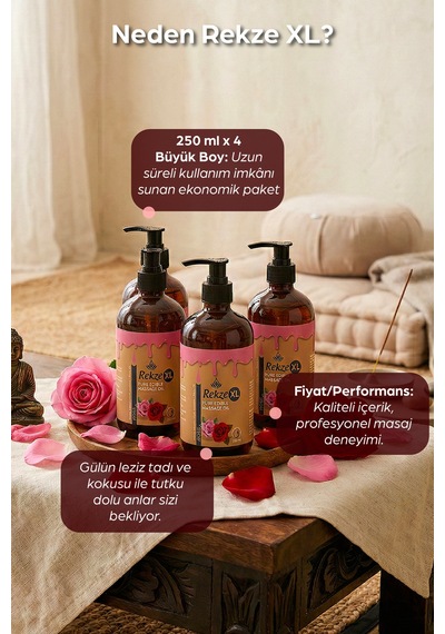 4 Adet Büyük Boy Gül Aromalı Masaj Yagı Etkili Yenilir Aromaterapi 250 Ml - 581495513