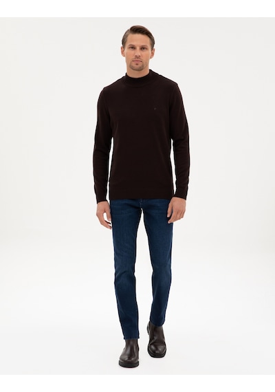 Pierre Cardin Koyu Kahverengi Slim Fit Yarım Balıkçı Yaka Basic Triko Kazak 50315457-vr084 Pierre Cardin Koyu Kahverengi Slim Fit Yarım Balıkçı Yaka Basic Triko Kazak 50315457-vr084