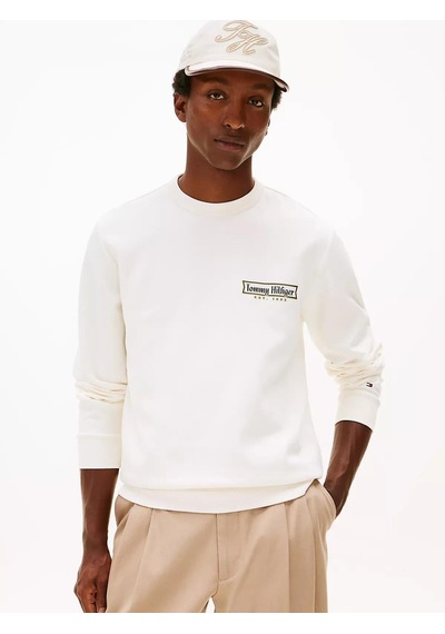 Tommy Hilfiger Mw0mw41433 Diner Motif Intechno Erkek Sweatshirt Krem