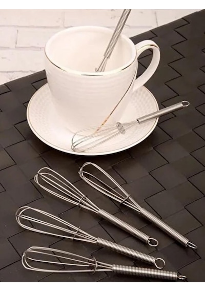 Paslanmaz Çelik Çırpıcı Çay Kaşığı Seti, Mini Karıştırıcı Tel Tasarım, Dayanıklı Ve Şık, 6'li Set Diğer