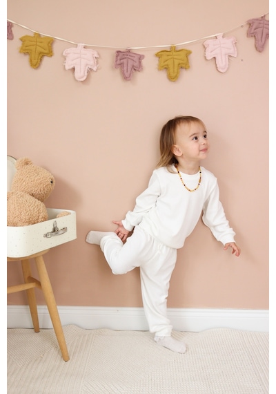 MiaBaby Kaşkorse Mevsimlik Pijama Takım Beyaz