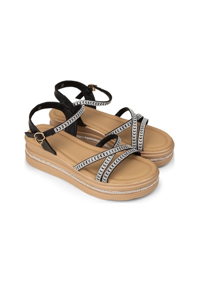 Deery Kadın Siyah Taş Detaylı Sandalet - K0095zsyhc01