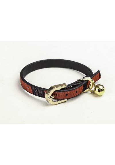 Kırmızı Siyah Leopar Derili 1 CM Zilli Tasma