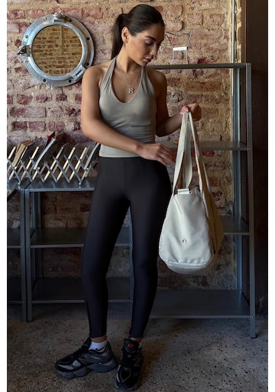 Madmext Kahverengi Active Fit Fermuarlı Tayt Mg2791 S