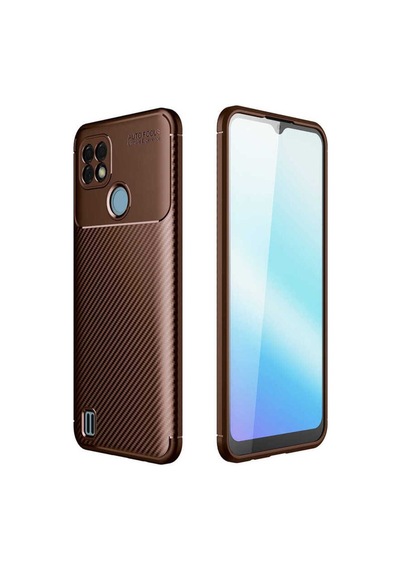 Realme C21 Kılıf Zore Negro Silikon Kapak Kahverengi