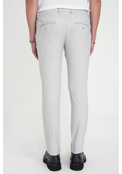 Efor Comfort Fit Beli Lastikli Balıksırtı Desen Açık Gri Pantolon P 1175 A.Gri