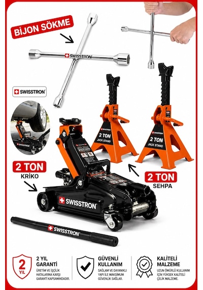 Swisston Sws2tbj1 Garage Seti 2 Ton Araç Kaldırma Ve Lastik Değişim İstasyonu Full Set Bjon Takımlı