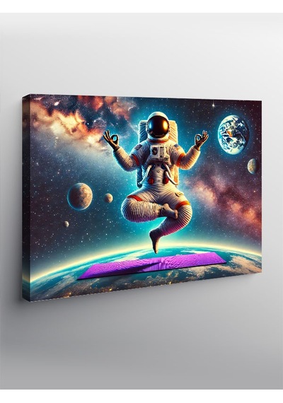 Kanvas Tablo Uzayda Meditasyon Yapan Astronot
