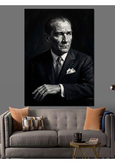 Karizmatik Mustafa Kemal Atatürk Portresi Dekoratif Kanvas - Mdf Ahşap Tablo