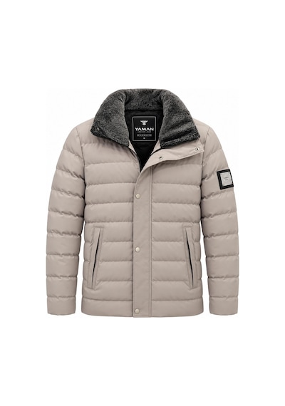 Yaman Slim Fit Erkek Yaka Kürklü Mont 7816 Taş