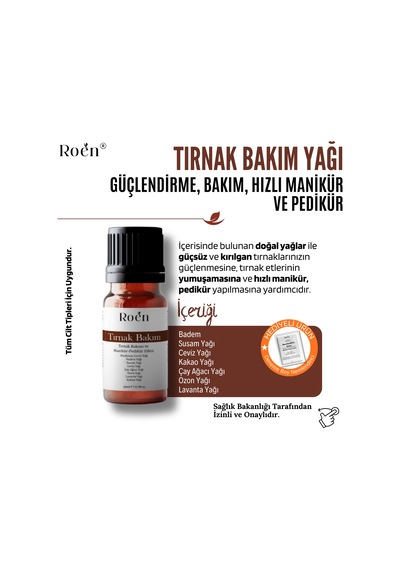 Roen Tırnak Güçlendirici Hızlı Manikür-Pedikür Doğal Tırnak Bakım Yağı 20 ML