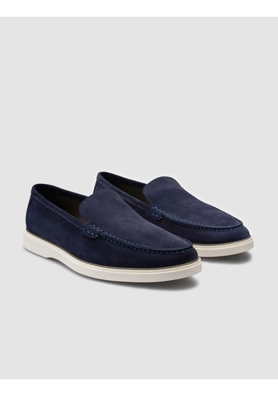 Cabani %100 Hakiki Deri Lacivert Süet Erkek Loafer Lacivert