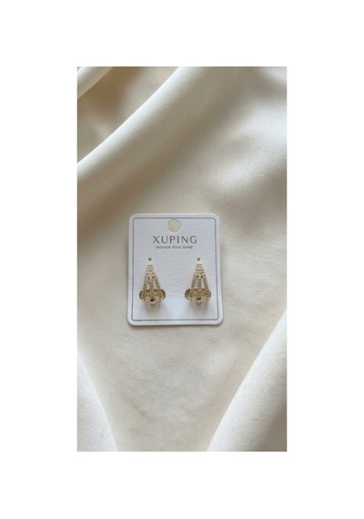 Xuping 14k Gold Rengi Kuyumcu İsçiligi Modern Tasarim Tas Detay Kararmaz Kadin Halka Küpe Ekru - 903302872 Ekru