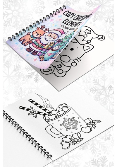 Yılbaşı Cozy Christmas Elements 20x20 Cm Büyük Boyama Kitabı, Çocuklar Ve Yetişkinler İçin