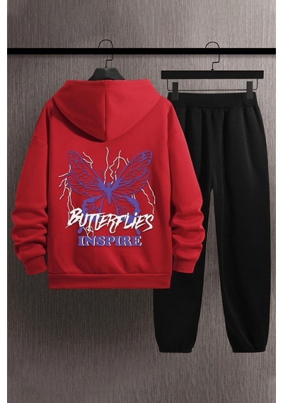 Uyguntarz Unisex Baskılı Eşofman Takımı Kırmızı