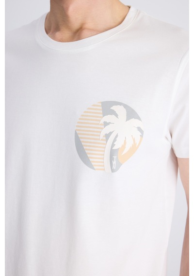 Twn Slim Fit Ekru Petek Örgü %100 Pamuklu T-shirt 4ec1438311202 E01