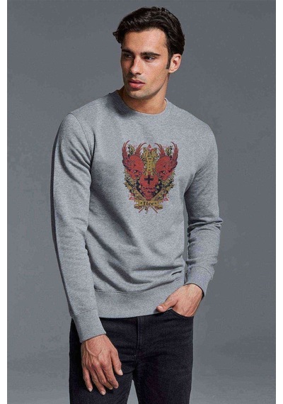 Kanatları Illüstrasyon Ile Üç Kafatası Abziehtattoo Erkek Sweat (528396143)