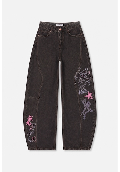 Kadın Koyu Kot 2w6-161 Barrel Fit Özel Tasarım Denim Jean Füme