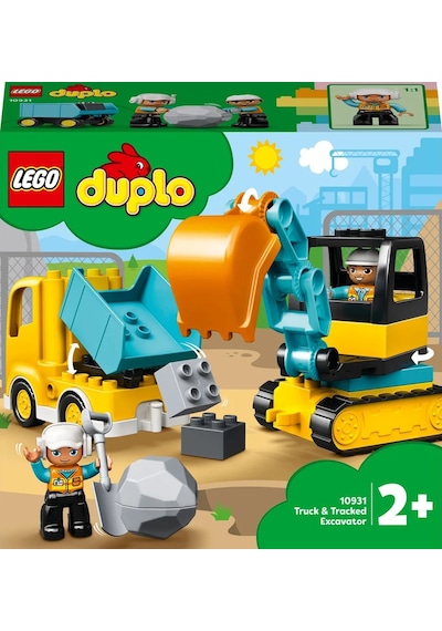 LEGO® DUPLO Town Kamyon ve Paletli Kazıcı 10931 - 2 Yaş & Üzeri Çocuklar için Eğitici Oyuncak Yapım Seti (20 Parça)