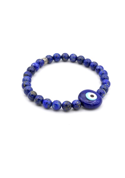 Murano Cam Nazar Boncuğu Tasarim Doğal Lapis Lazuli Taşi Bileklik Mavi