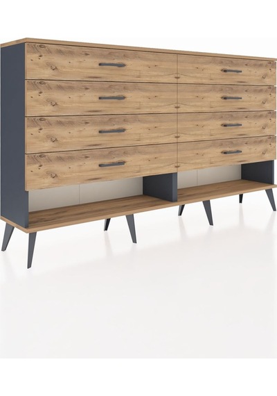 Arges Konsol 8 Çekmeceli 176x30x99 Antrasit-çam Antrasit-çam Arges Konsol 8 Çekmeceli 176x30x99 Antrasit-çam Antrasit-çam