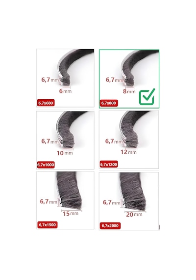 Cam Balkon, Sürgülü Kapı Fitili, Kıl Fitil Taban 6,7 Mm, Yükseklik 8 Mm, Uzunluk 10 Metre 67x800 Diğer