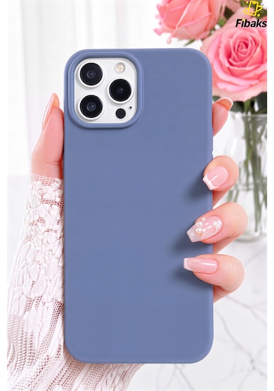 Fibaks iPhone 15 Pro Uyumlu Kılıf Kadife Lansman Soft Yumuşak Liquid Silikon Kamera Korumalı Kapak Lavanta