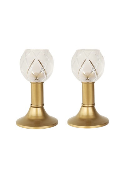 Nira 2 Adet Camlı Tealight Mumluk Eskitme